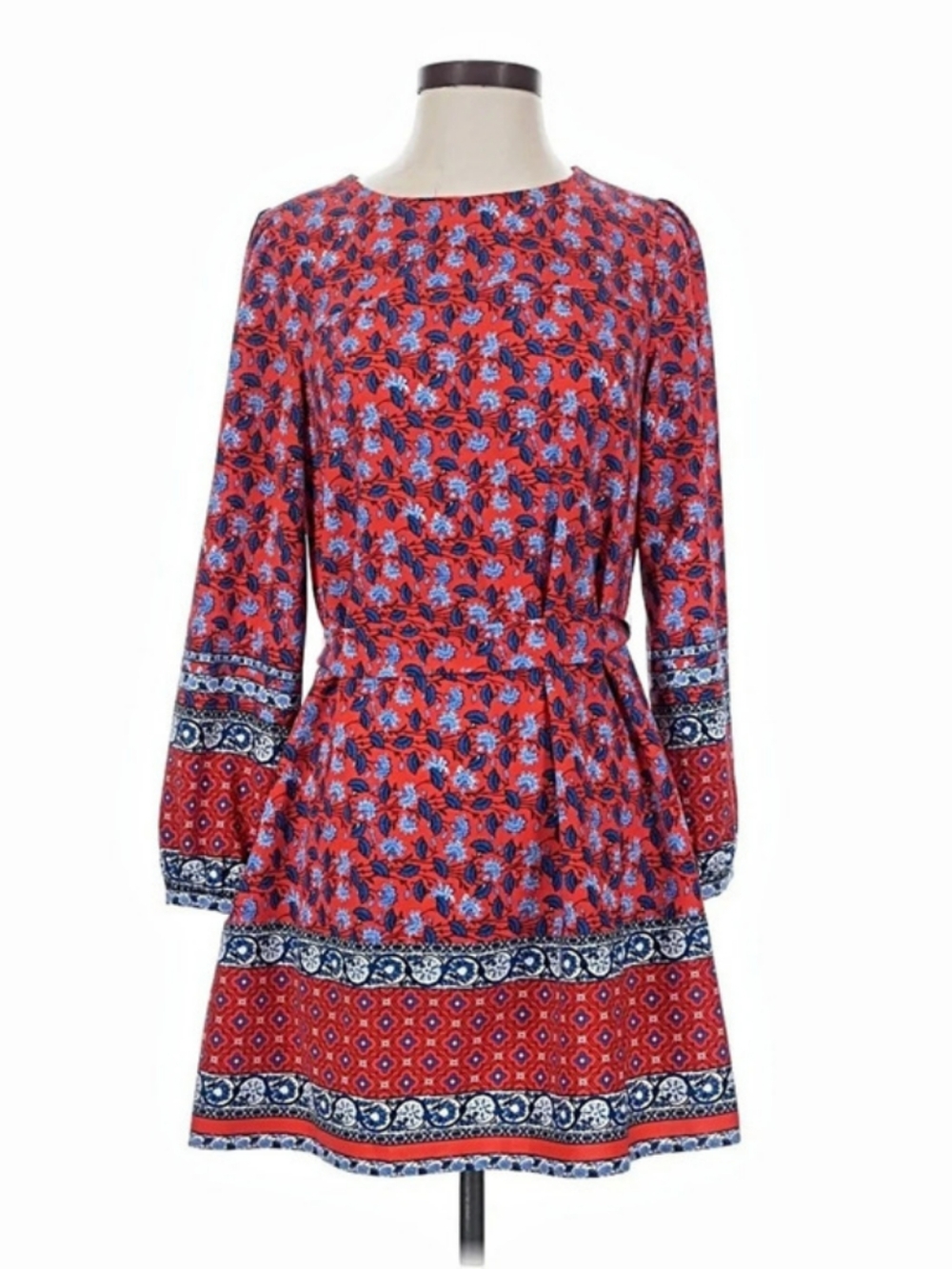 Floral Mini Dress in Red & Blue Like New